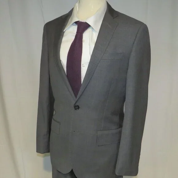 J. Crew Ludlow Tollegno Gray Weave Two Button Suit 36S